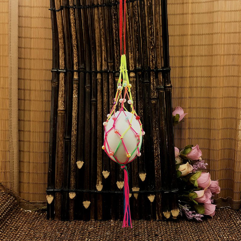 duti立夏幼儿园儿童蛋兜端午节五彩鸡蛋鸭蛋挂脖蛋网蛋袋手工编织成品