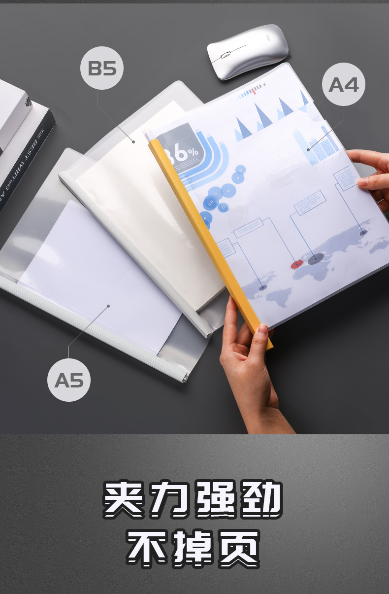 加厚a4抽杆夹拉杆夹透明插页文件袋抽杆拉杆文件夹资料办公用品书皮夹