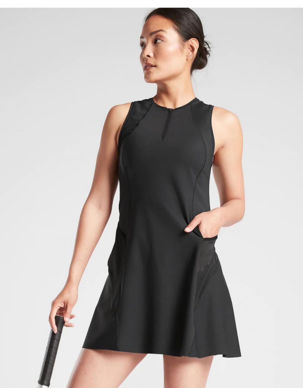 官方夏季女运动连衣裙网球裙羽毛球裙跑步网球服运动裙无袖速干 黑色