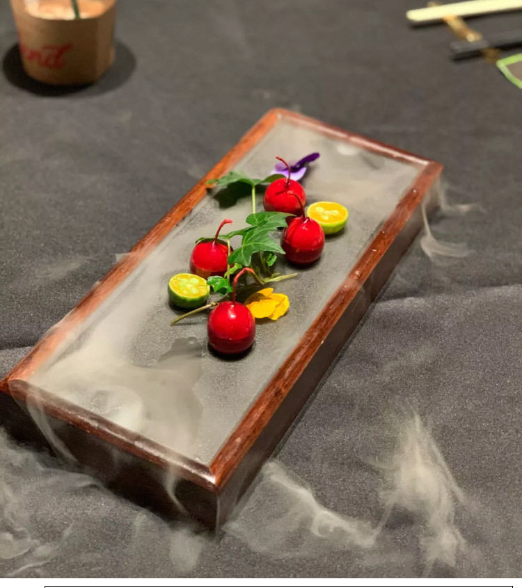 茶云诗chayunshi酒店餐具干冰烟雾容器创意长方形干冰餐具意境菜会所