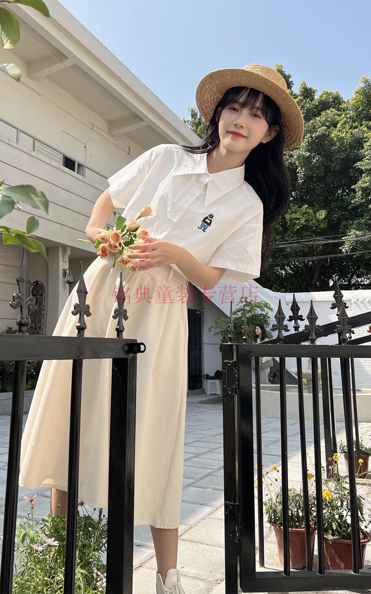 为颂18岁女孩夏装设计感小众衬衣连衣裙少女套装夏季初中高中学生中长