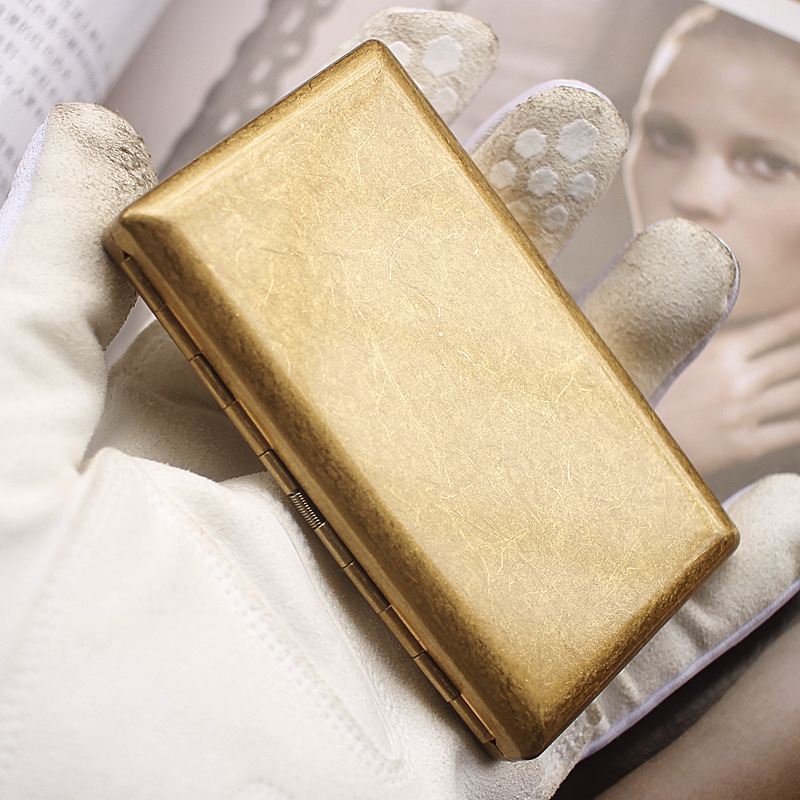 佰穆兰纯铜两面翻盖20支烟盒男士黄铜自动便携烟盒女士细烟盒时尚烟盒