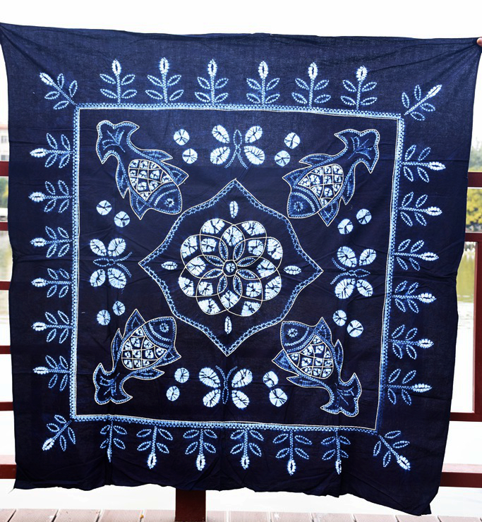 新品 扎染蜡染棉麻桌布云南民族风白族特色纯手工扎染布 茶几布 茶室