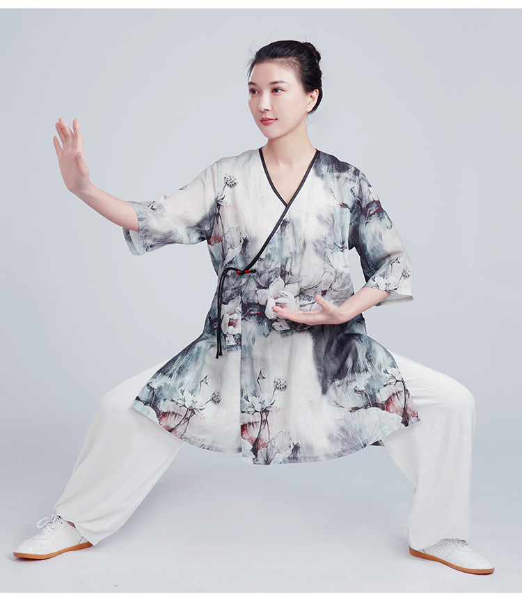 热奥扬武源山人运动同款小和山太极服女新款洋气棉麻苎麻太极拳练功服