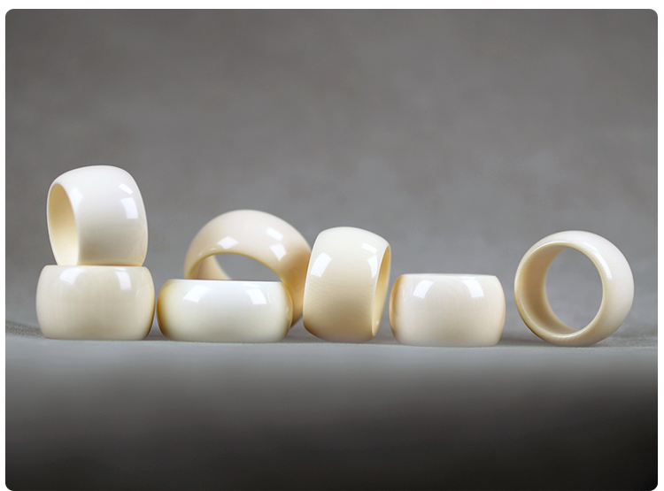 古珍 猛犸象牙戒指扳指冰白指环满纹冰料礼品尾戒跑环真3a各型号送