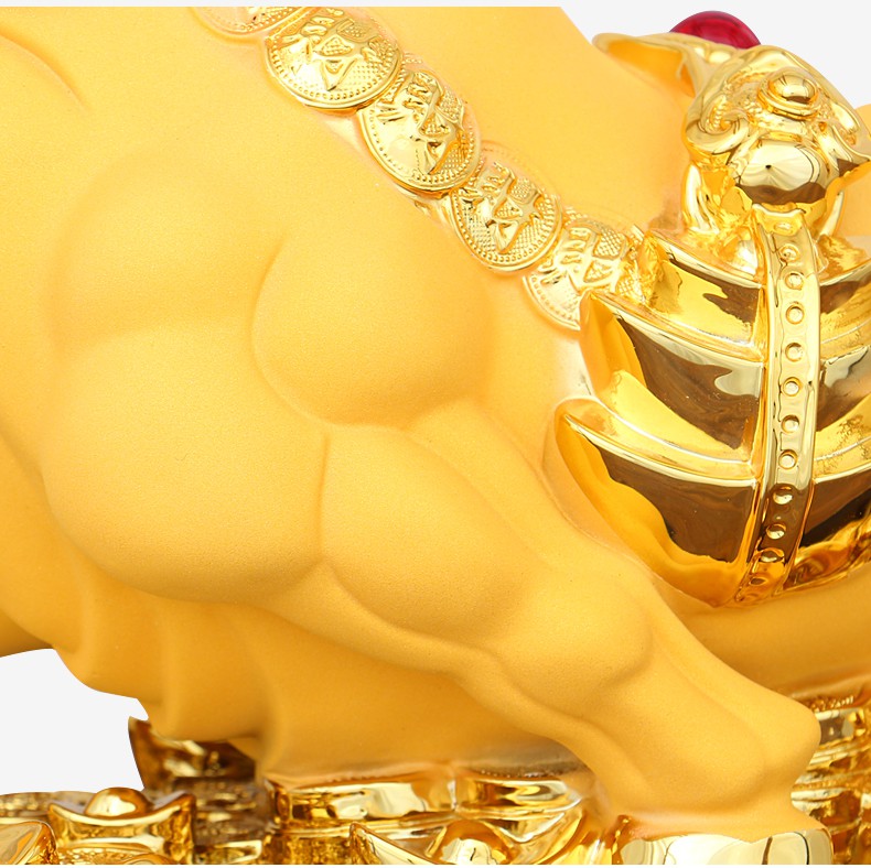 彤悦牛摆件 旺财金牛开业礼品 书房办公室家居装饰工艺品摆饰 镀金