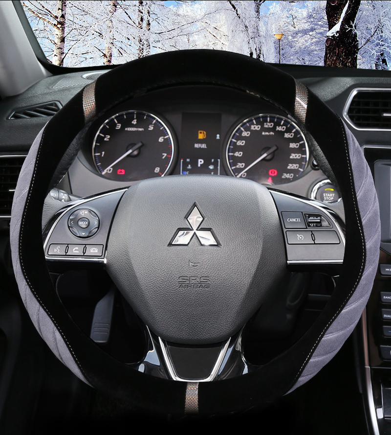 2021款三菱新劲炫asx翼神蓝瑟欧蓝德帕杰罗v73奕歌冬季毛绒方向盘 