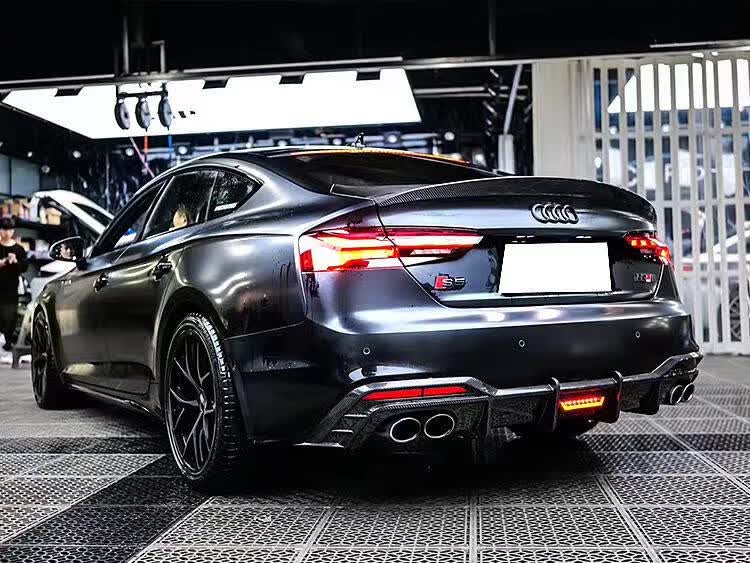 适用于新老款奥迪a5s5改装碳纤维小包围后唇尾唇后扰流四出尾喉1216款