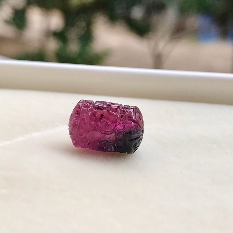 一图一物天然碧玺回纹珠单珠散珠 黄蓝红绿西瓜碧 手链配珠 男女 i117