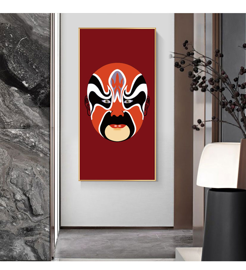 脸谱装饰画饭店餐馆川菜馆挂画火锅店壁画新中式墙画程普70140拉丝铝