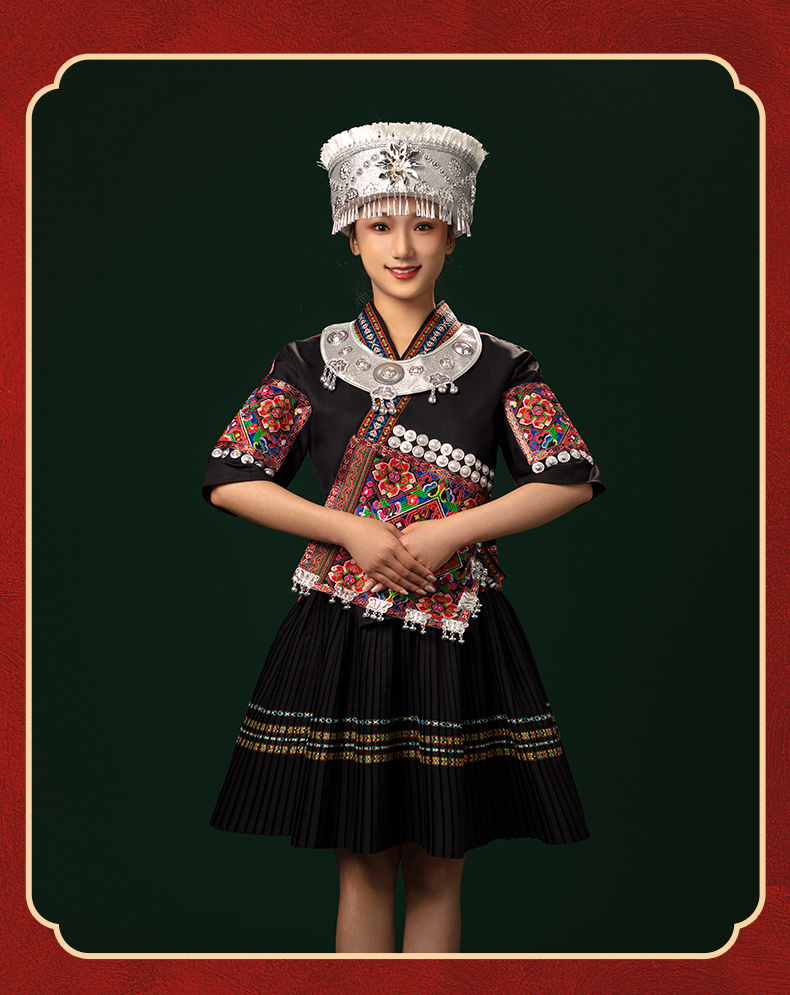 苗族衣服女服装服饰全套云南少数民族传统苗寨侗族服舞蹈演出刺绣