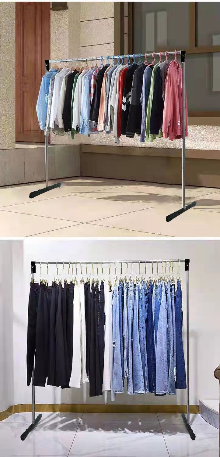 sc20镀锌钢管钢管晾衣架挂衣架服装展示架单杆落地晾衣杆镀锌不生锈晒