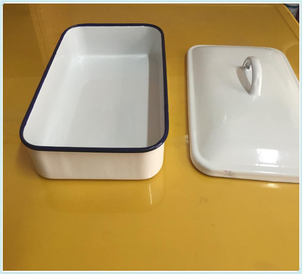 搪瓷托盘方盘酒店用白色盘子实验室用纯色化工白方盘长方形消毒盘 16x