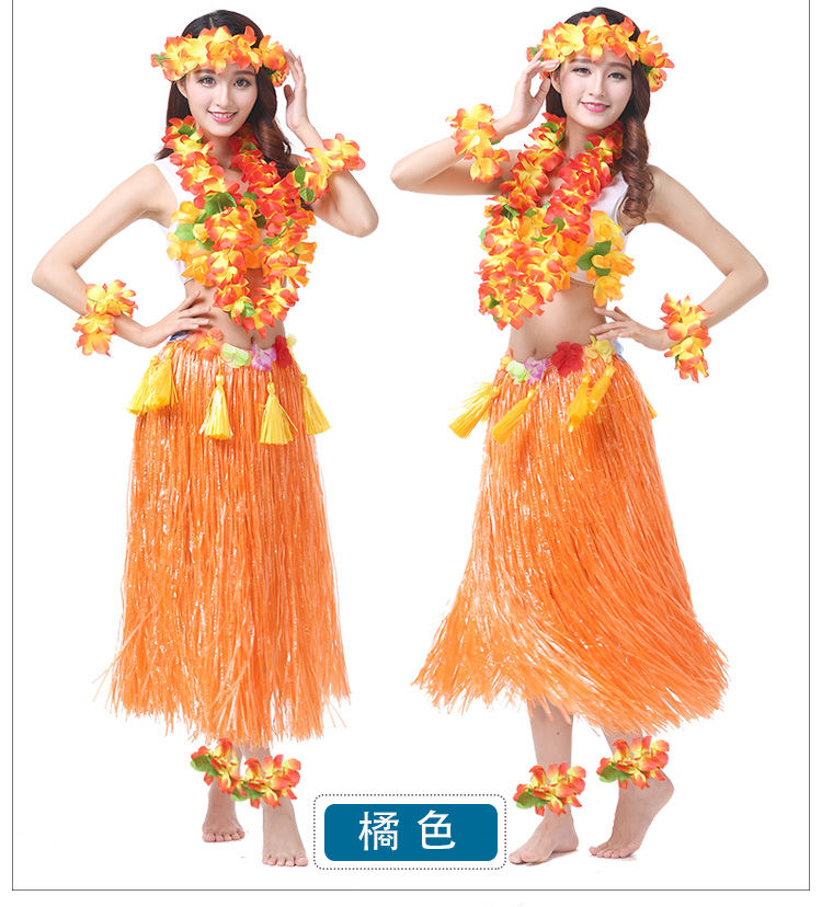 虞归晚夏威夷草裙舞服装节日演出服表演成人草裙加厚套装环保服装海草