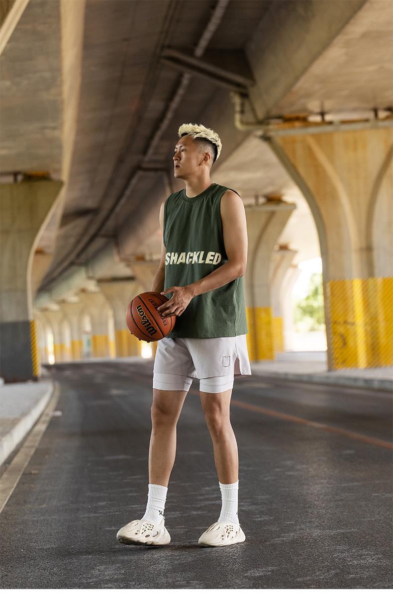 unshackled杨政美式篮球训练健身背心男无袖复古街头球衣宽松透气团购