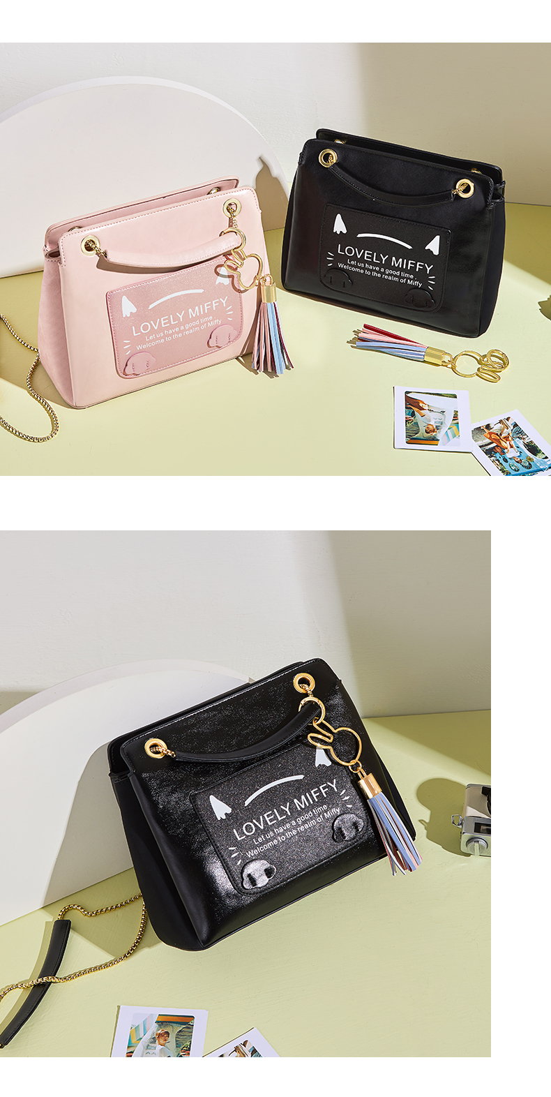 米菲miffy水桶包2021新款百搭ins单肩女包日韩lovely纯色大容量多口袋