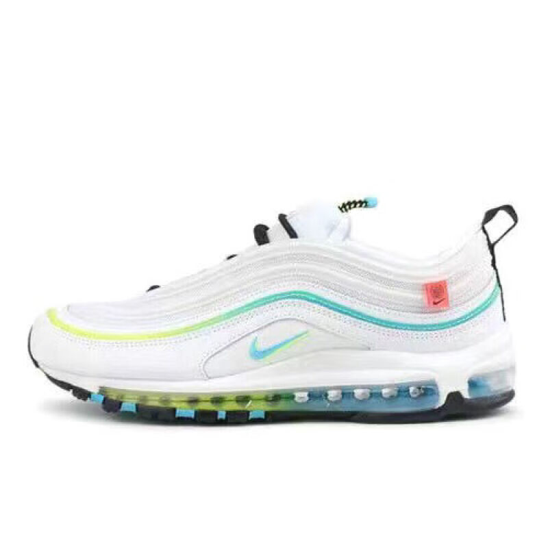 airmax97运动鞋灯芯绒全掌气垫鞋笑脸男女鞋反光跑步运动鞋白炫彩36
