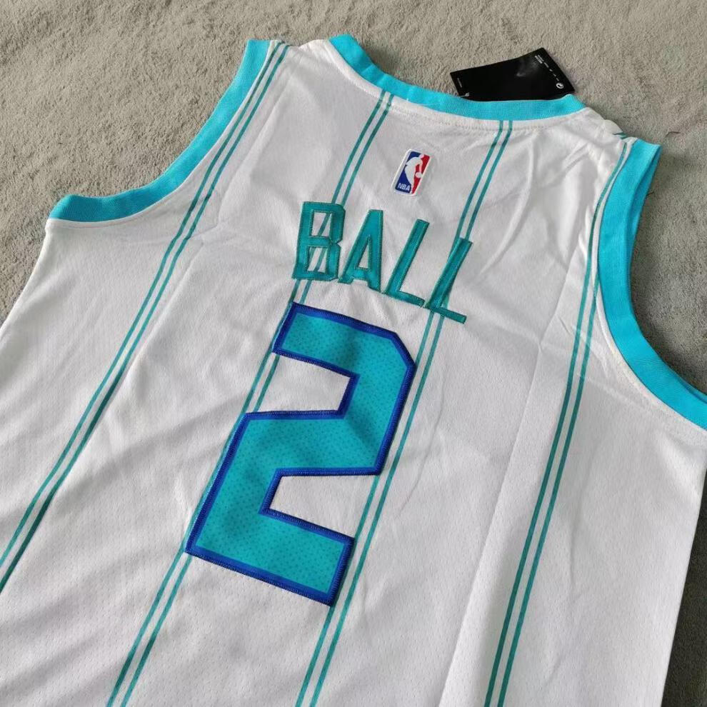 腾讯体育nba同款三球拉梅洛61鲍尔2号黄蜂球衣 nba刺绣篮球服 蓝色