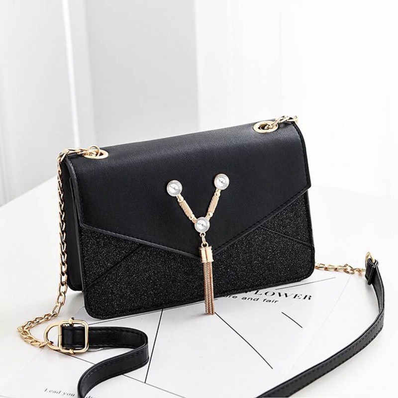 春夏小包包女2021新款韩版时尚链条女包百搭单肩斜挎包亮片小方包米