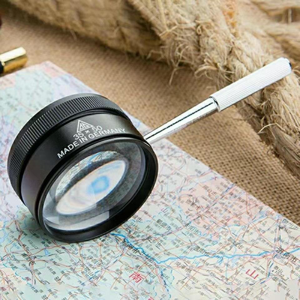 lzn 德国蔡司工艺50倍放大镜 全金属100双层光学玻璃镜片手持阅读鉴定