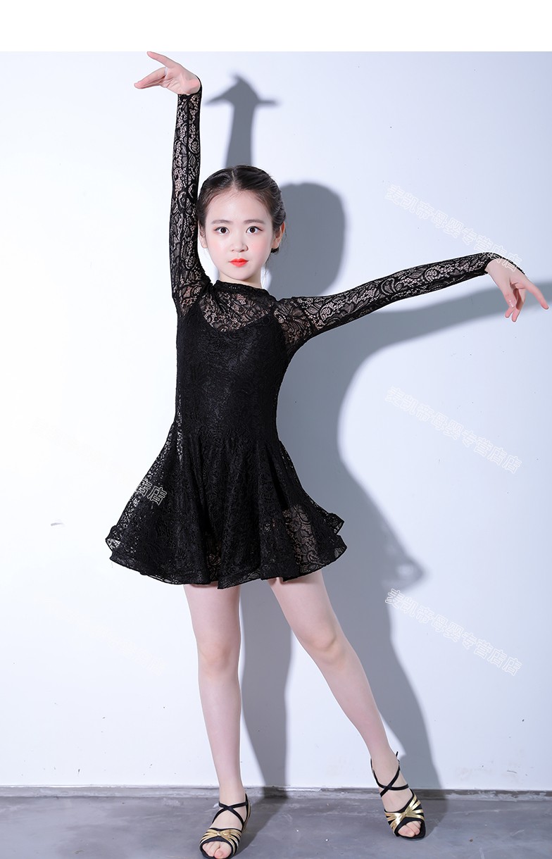 儿童拉丁舞服装女童拉丁舞裙练功服少儿比赛服女孩演出服舞蹈服夏时尚