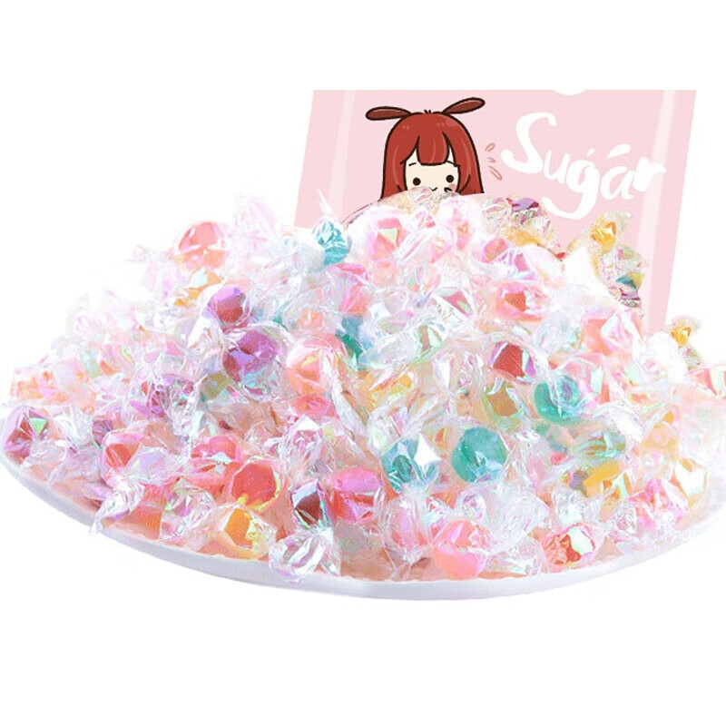 网红意萌千纸鹤糖果彩纸水果糖混合水果味硬糖炫彩色透明散装批发