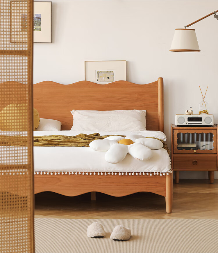 实木床樱桃木日式小户型复古家具现代简约原木1.