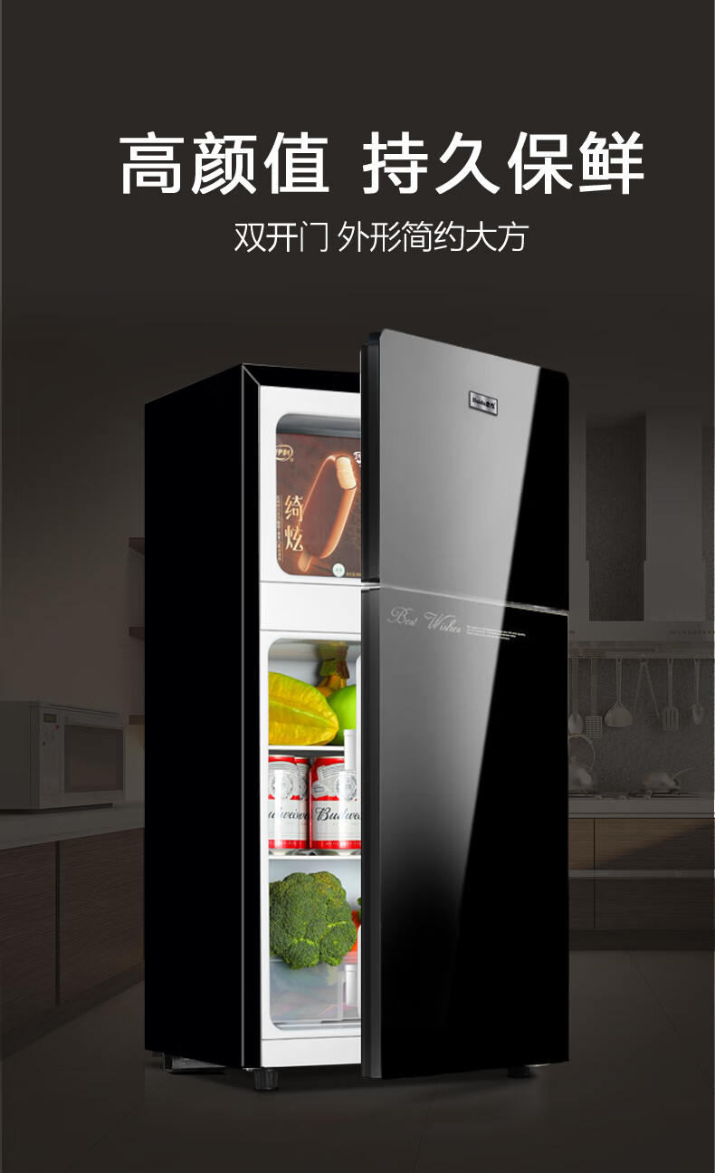 松下小冰箱迷你租房家用小型宿舍用双开门冷冻冷藏电冰箱一级节能nre