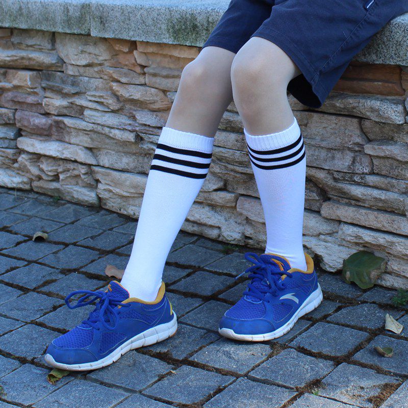 长白袜高筒袜子儿童长筒袜春秋夏学生半筒无骨袜男童女童黑色白色中筒