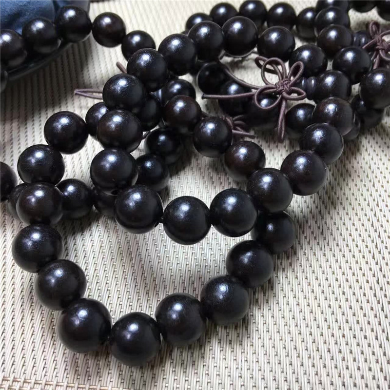 天然木手串乌木香木佛珠手串男女饰品情侣单圈手链 珠子直径15毫米
