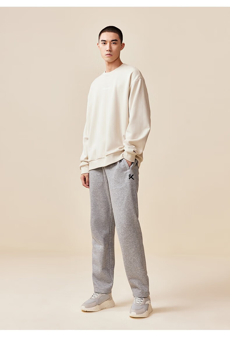 安踏(anta) kt裤 加绒运动长裤男士秋冬保暖宽松直筒裤子休闲加厚男裤