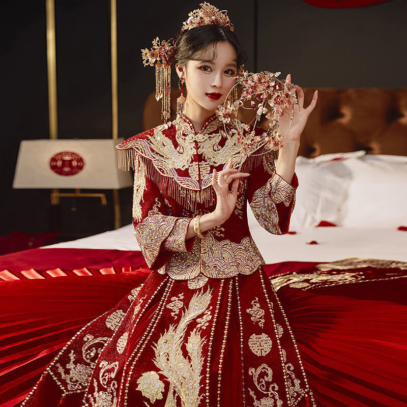 轻奢小个子秀禾服150新娘结婚礼服中式新娘服145婚服女禾秀服新娘服装