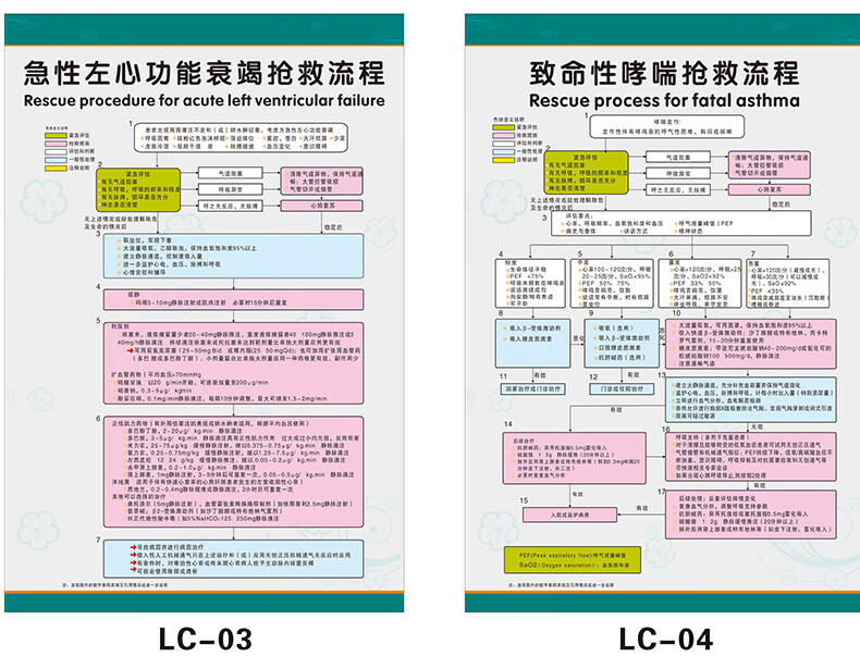 医院急救步骤挂图过敏性休克反应抢救流程图医院诊所急诊急性病症处理