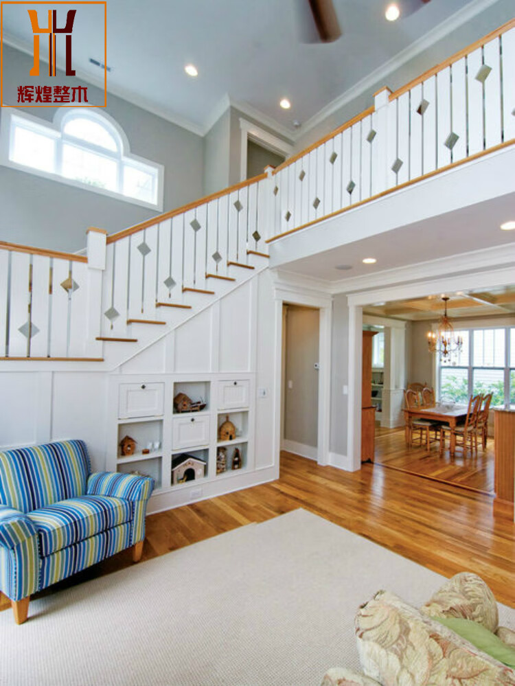 楼梯下斜角储物柜上海定制复式斜角异形实木楼梯柜扶手楼梯下柜玻璃