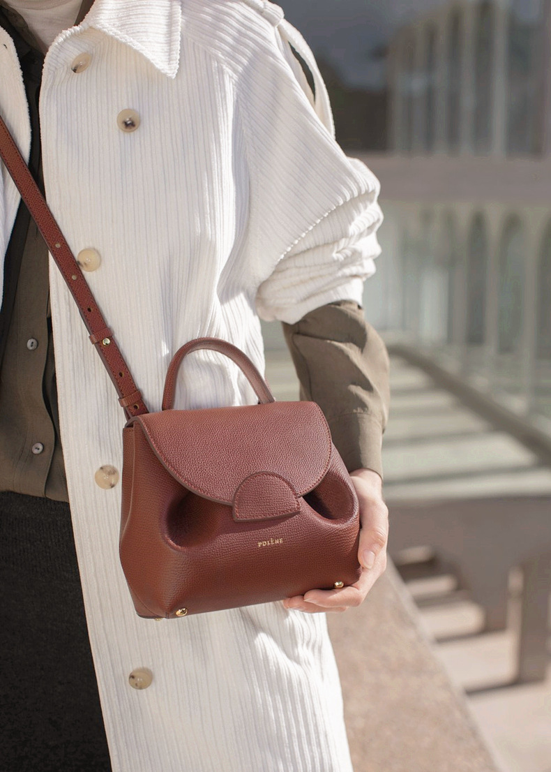 paris笑脸包包小号真皮polene笑脸包包女numberone单肩斜挎polenopari