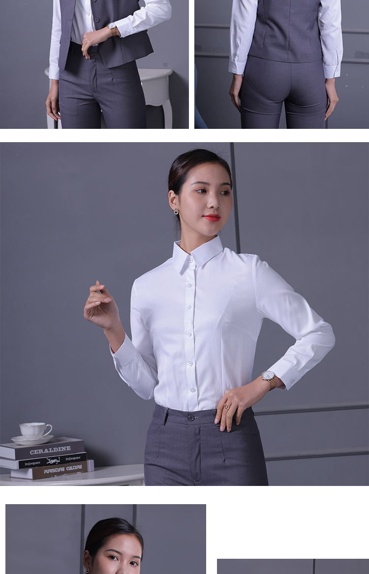广发银行行服女竖纹白衬衫长袖通勤正装职业装2022新款夏季 马甲 34