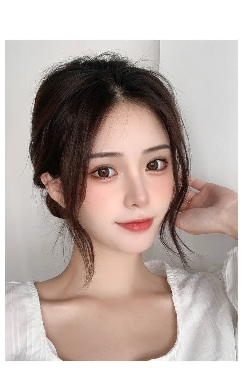 龙须刘海假发片女夏季中分真发假刘海自然前额网红流海八字刘海贴