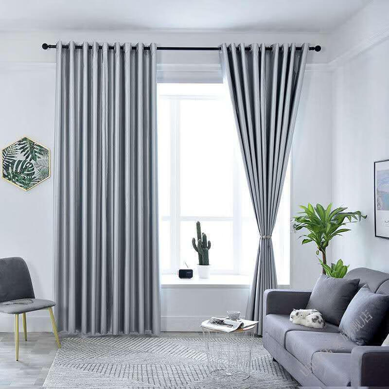 生态家居通用牛津料超遮光遮阳窗帘成品订做卧室阳台出租房打孔不透光