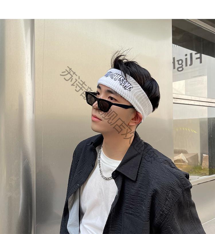 60苏诗歆发箍男wzm街头雅痞潮牌宽边发带欧美百搭嘻哈针织弹力女
