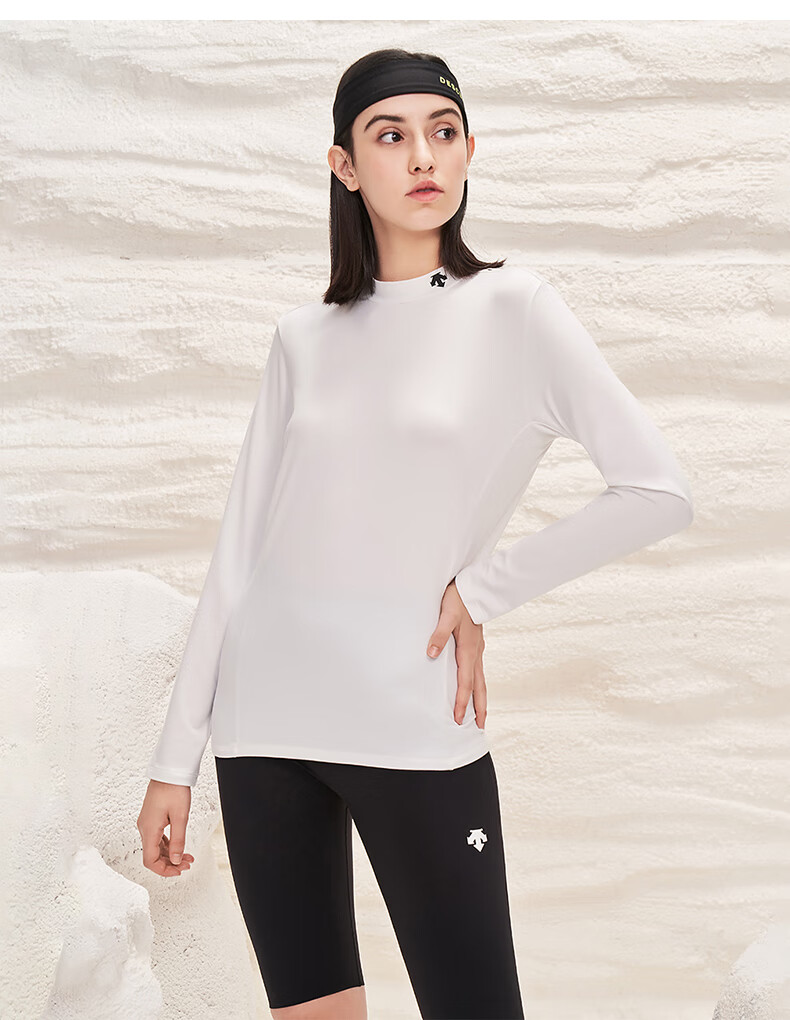 descente迪桑特 training 女子运动紧身长袖t恤 d1492tco91 白色-wt s
