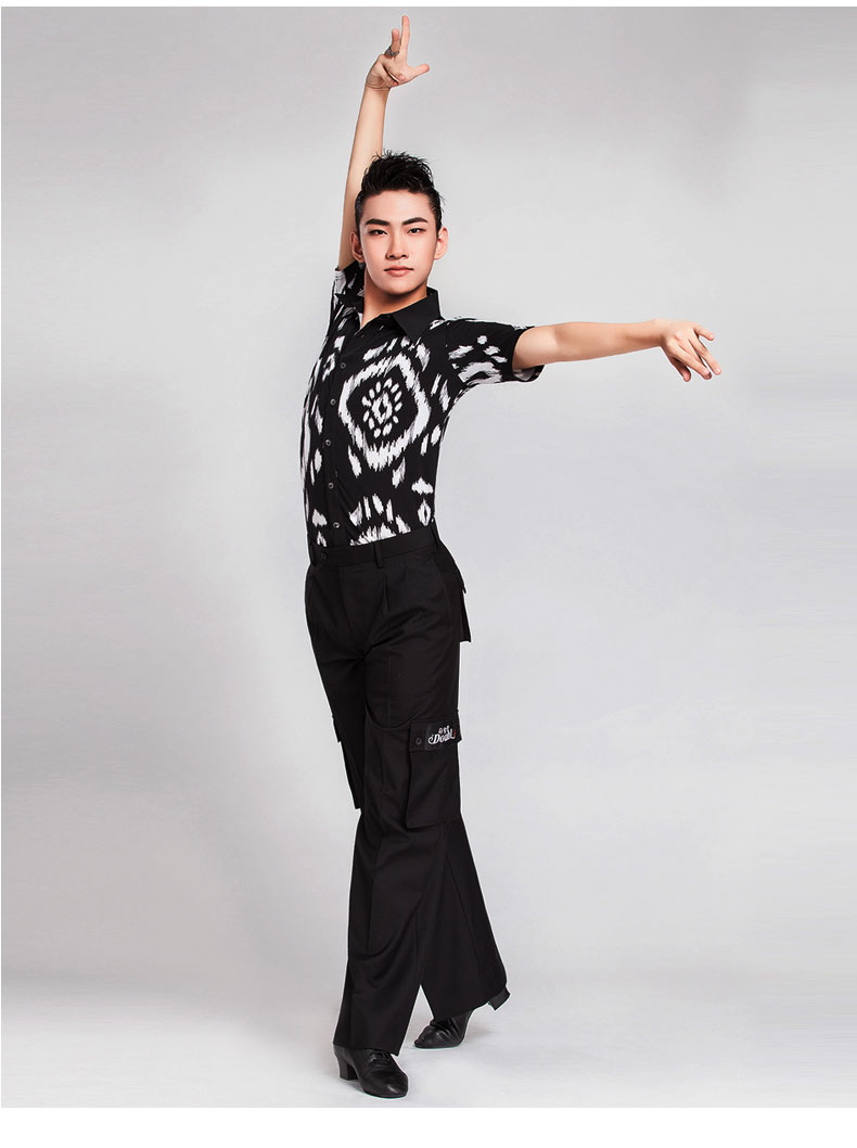丹宝罗舞衣上衣男丹宝罗男士拉丁舞上衣舞蹈服男成人国标舞服装男装