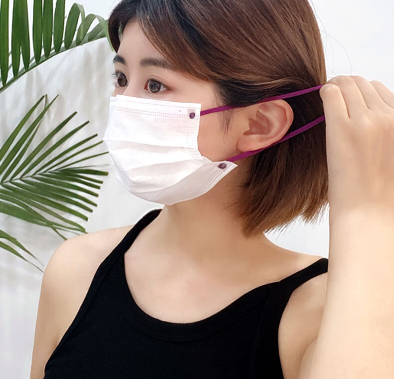 白色口罩一次性撞色耳带防晒夏季薄款彩色创意个性男女神潮款黑绳缤纷
