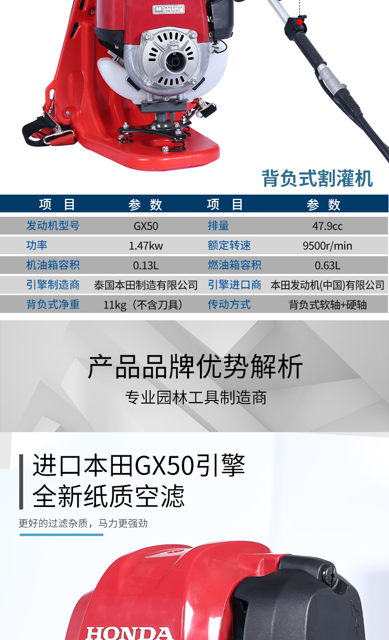 割草机多功能开荒园林本田gx50汽油机割草机4冲程打草机背负式开荒割