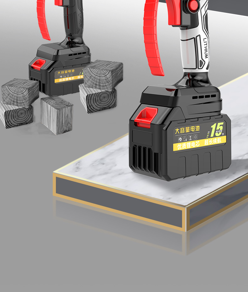 充电式电锯家用小型手持锯柴户外伐木树电动链锯锂电锯木神器 6寸重载