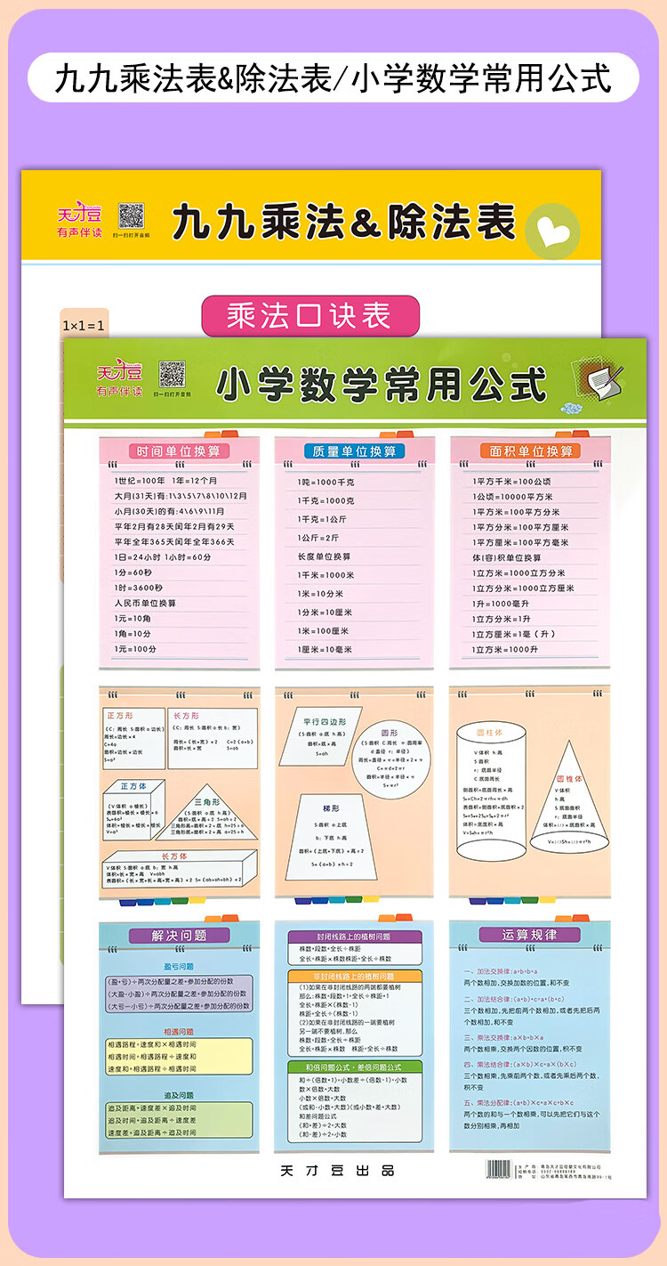 公式大全挂图小学生有声挂图套装大全人教版 幼小衔接点读生字拼音