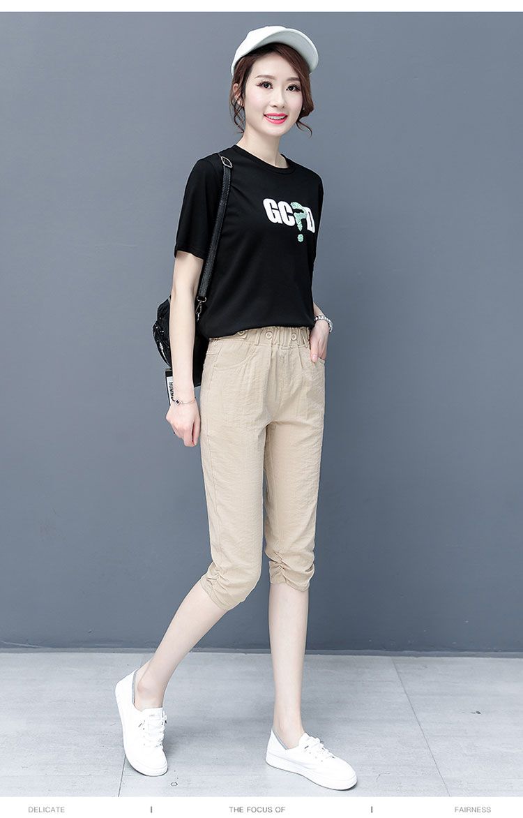 分裤女薄款2022夏季新款马裤小个子哈伦棉麻休闲小脚中裤子时尚休闲裤