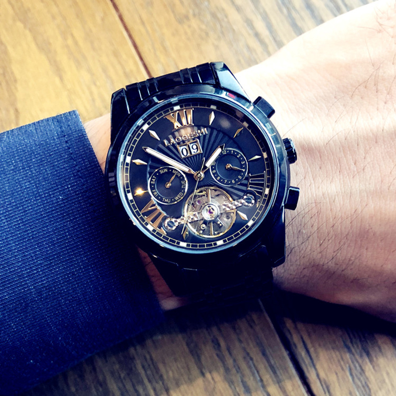 华强北m16黑科技时尚潮流男士手表全自动机械表防水夜光镂空陀飞轮