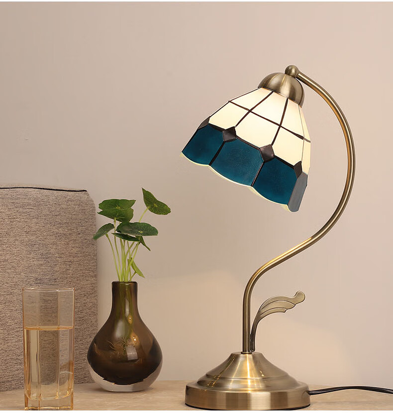 蒂凡尼台灯卧室床头灯地中海风格主卧创意时尚温馨浪漫家用书桌灯