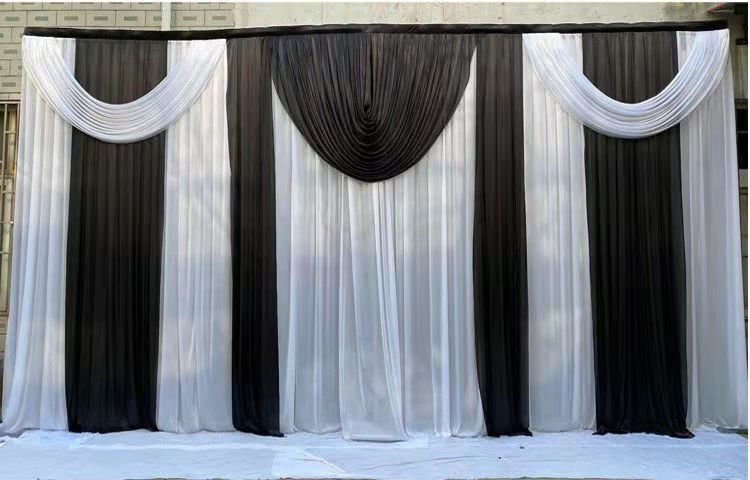 灵堂布置用品 白事灵堂背景布丧事幕布黑白葬礼灵棚布幔装饰殡礼孝堂
