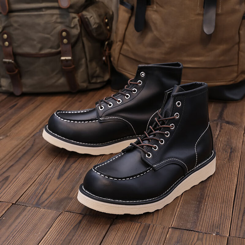 阿美咔叽手工固特异工艺875工装靴男女真皮牛皮复古英伦风马丁靴品质